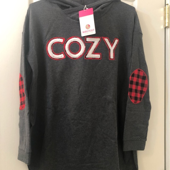 Marleylilly grey COZY hooded sweatshirt - Picture 1 of 10